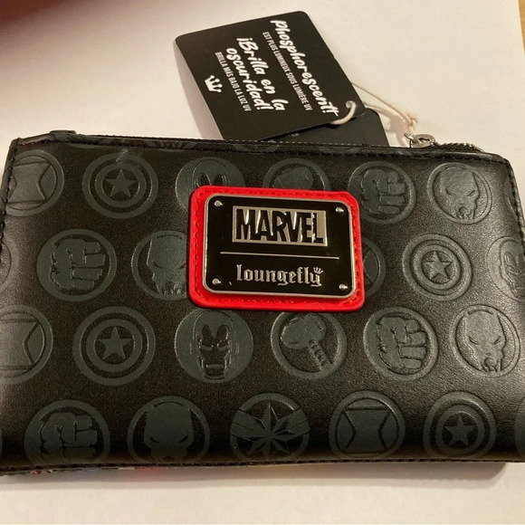 LOUNGEFLY + MARVEL COMICS Glow in the Dark Multi Character Wallet Carryall NWT - Picture 1 of 12